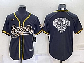 Men's New Orleans Saints Black Team Big Logo With Patch Cool Base Stitched Baseball Jersey,baseball caps,new era cap wholesale,wholesale hats